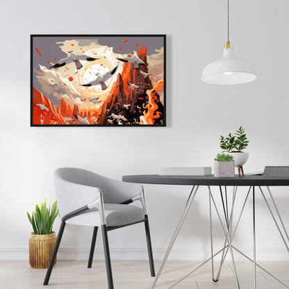 The Escape - Blue Framed Canvas Home Decor Art Piece