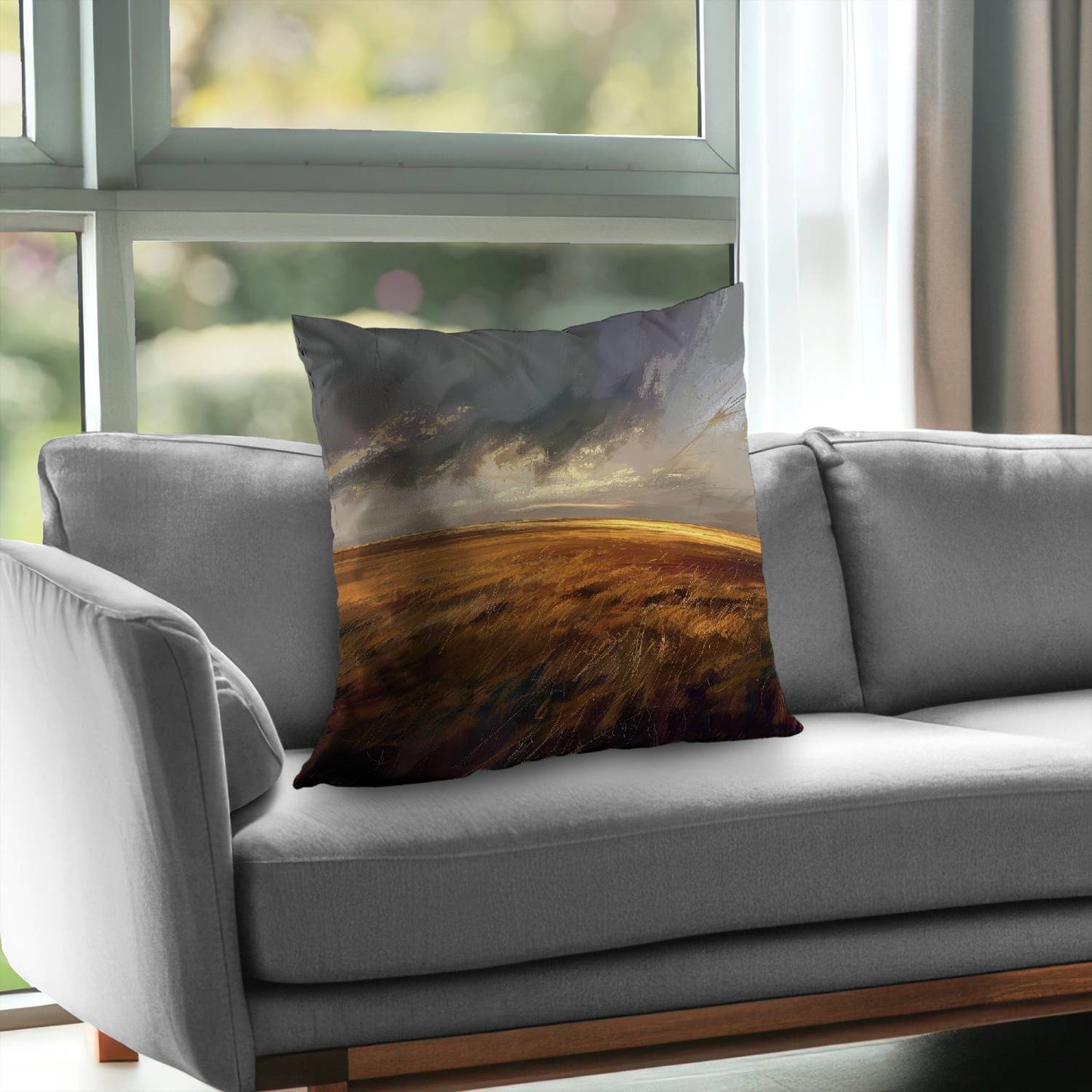 Before the storm Gold Poly Twill Throw Pillow - Home Decor