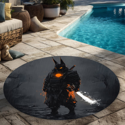 Tapis d'extérieur rond Blazing | Élément de décoration élégant