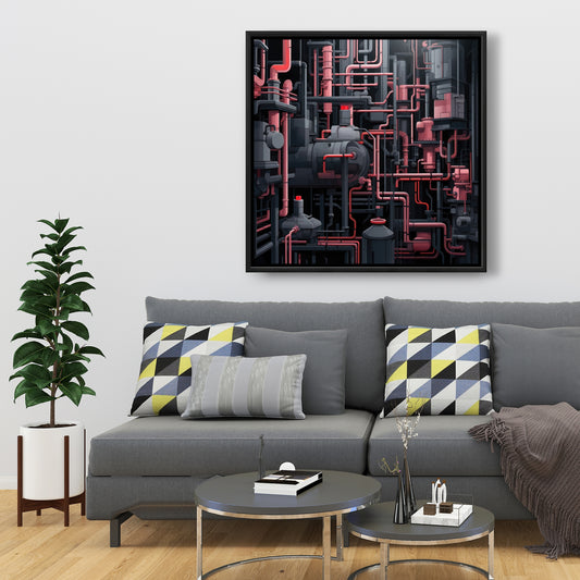 Dark pipes - 36"x36" Framed canvas