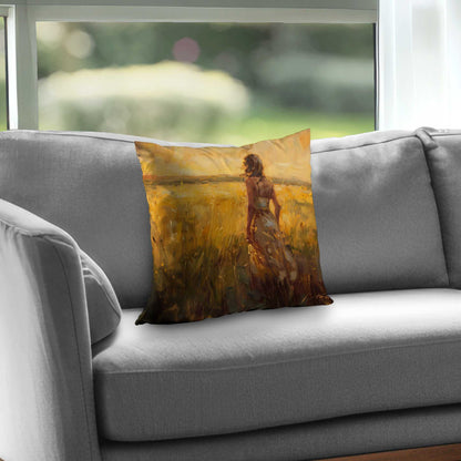 Exploring Gold Poly Twill Throw Pillow Insert - Home Decor