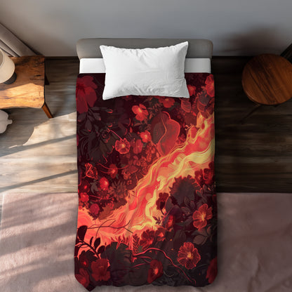 Seering Flowerbed Orange Duvet Cover | Stylish Home Decor