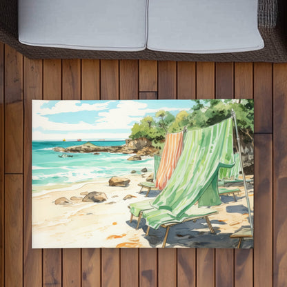Beach Calm Beige Outdoor Area Rug | Home Decor Essential