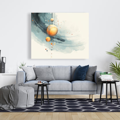 Hanging Planets - Blue Canvas Art for Home Decor | Unique Wall Art