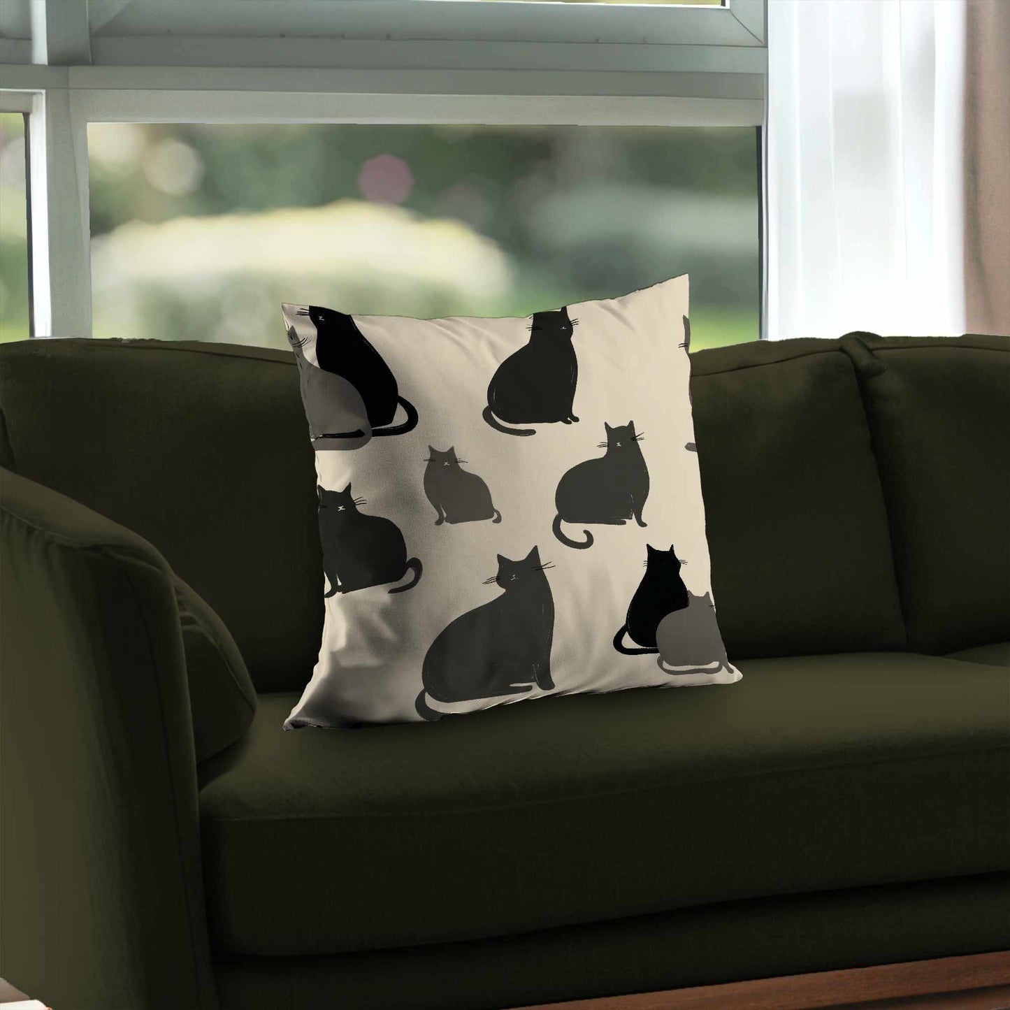 Coussin décoratif en sergé poly Collection « Silent Cat »