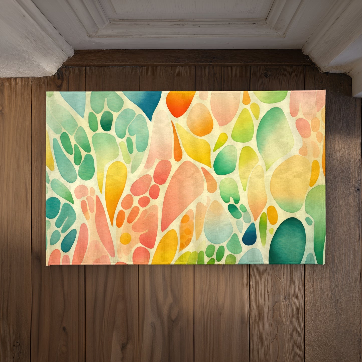 Organic Fruits Turquoise Indoor Outdoor Door Mat | Decor