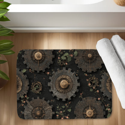 Cog Pattern Gray Bath Mat for Home Decor | Stylish Comfort
