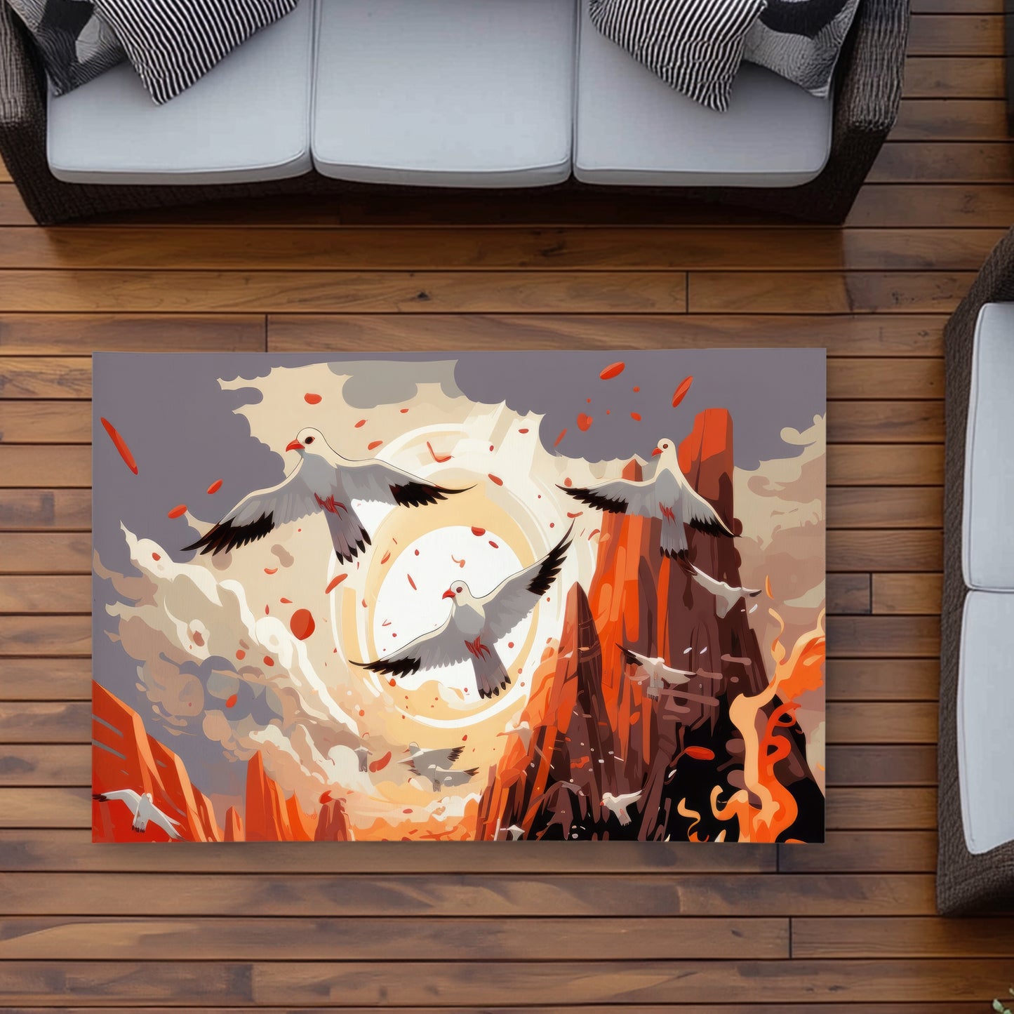 The Escape - Orange Outdoor Area Rug for Home Decor