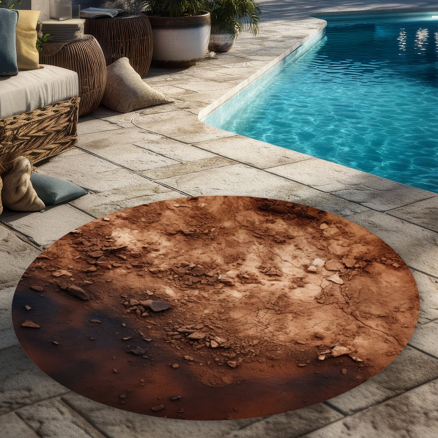The dark patch - White Round Outdoor Area Rug for Home Decor
