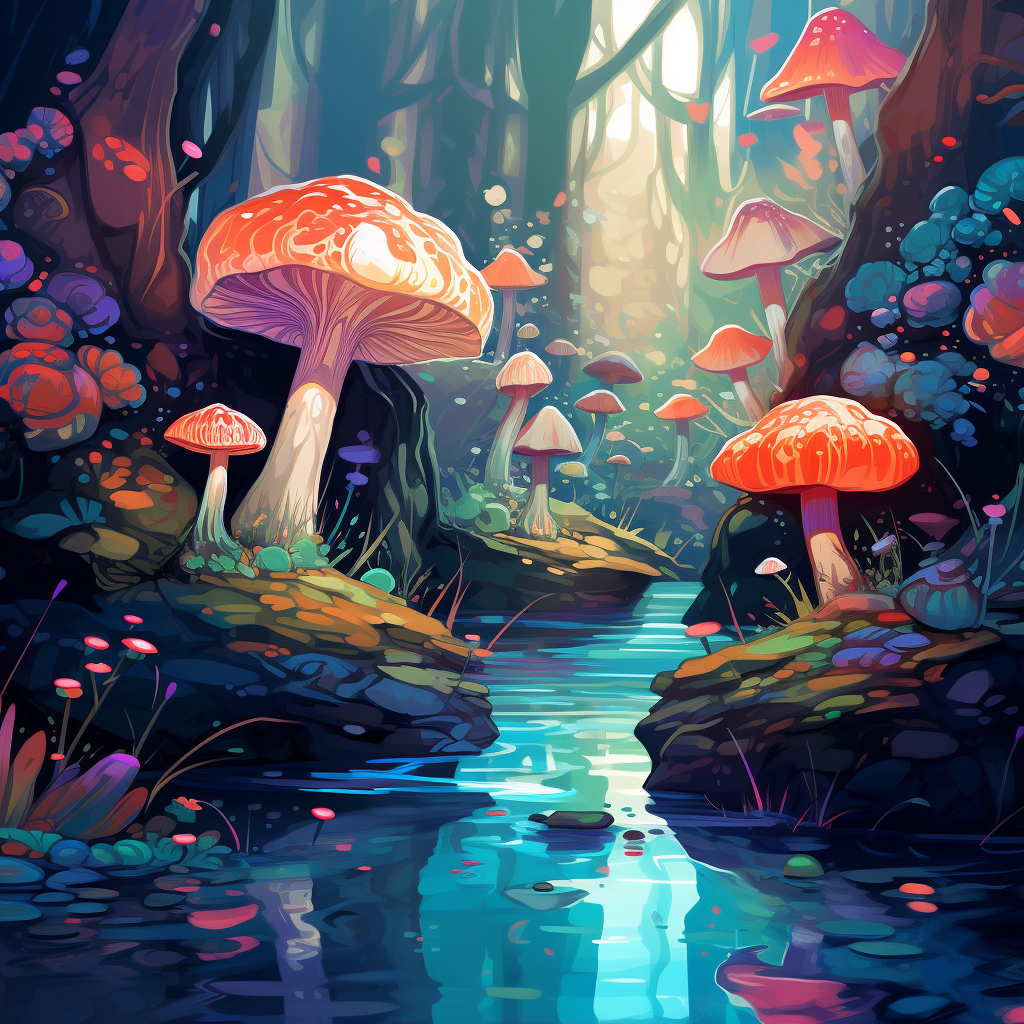 Whimsical Forest - Red Framed Canvas for Home Decor