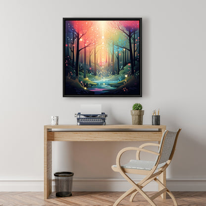 Magical forest - Turquoise Framed Canvas for Home Decor