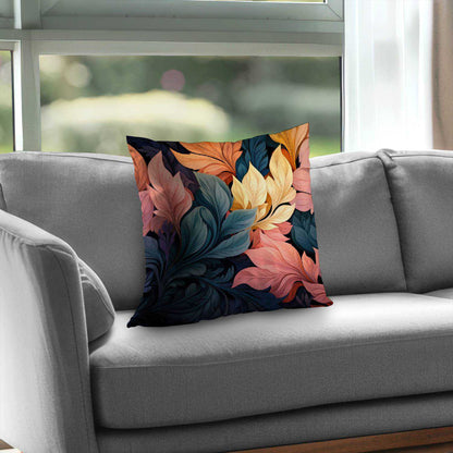 Coussin décoratif en sergé de polyester gris pastel fleuri | Décoration