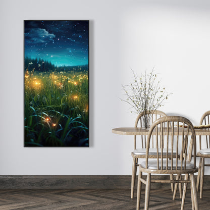 Fireflies at night - 36"x36" Framed canvas