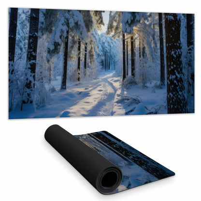 Tapis de bureau Chemin enneigé - Décoration élégante pour votre bureau