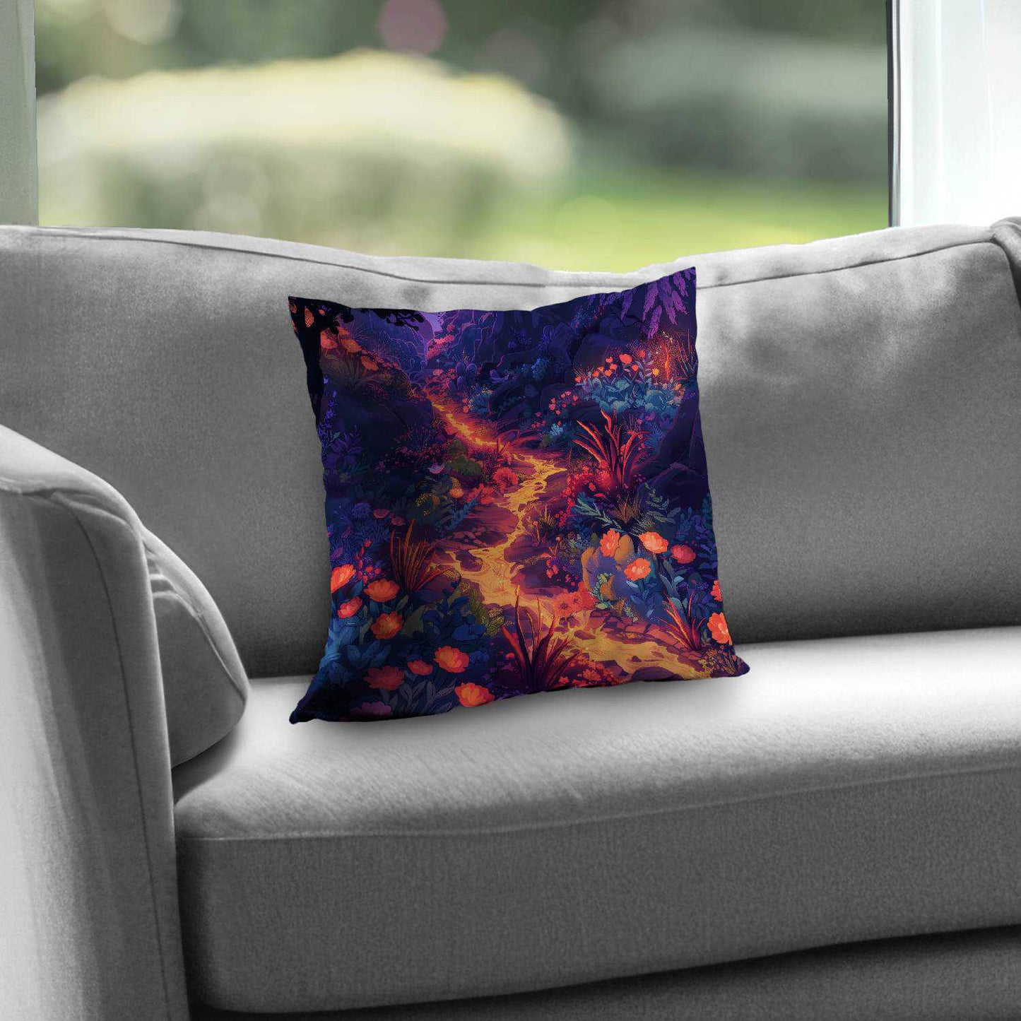 Burning Flowers Poly Twill Throw Pillow | Home Decor Accent