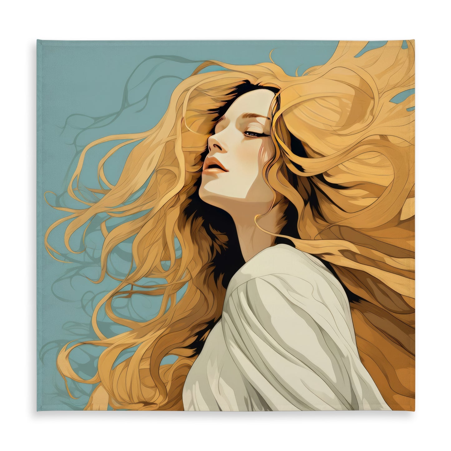 Flowing Hair Blue Indoor Outdoor Tablecloth for Home Decor