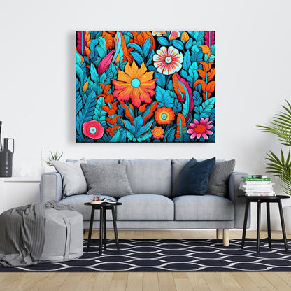 Floral Hues - Orange Canvas Art for Home Decor | Vibrant Design