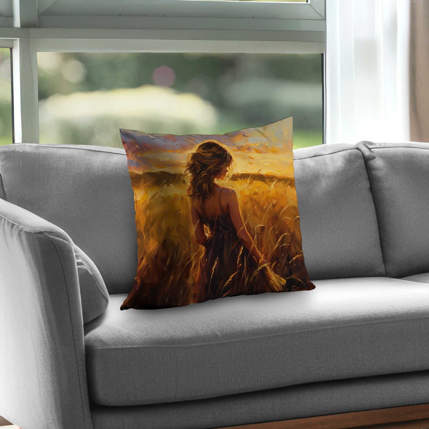 Warm Field Poly Twill Throw Pillow - Cozy Home Decor Accent