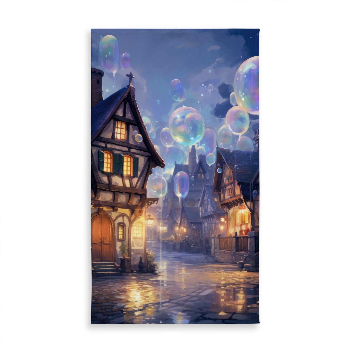 Bloopy Town Black Indoor Outdoor Tablecloth for Home Decor