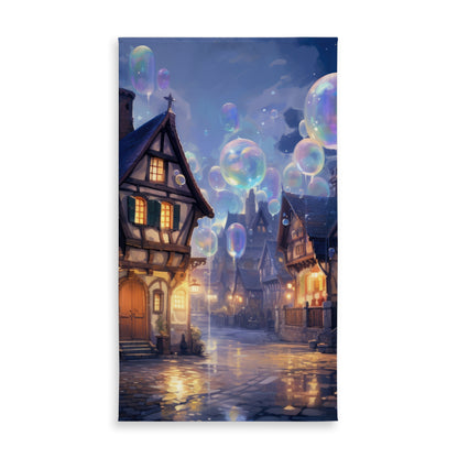 Bloopy Town Black Indoor Outdoor Tablecloth for Home Decor