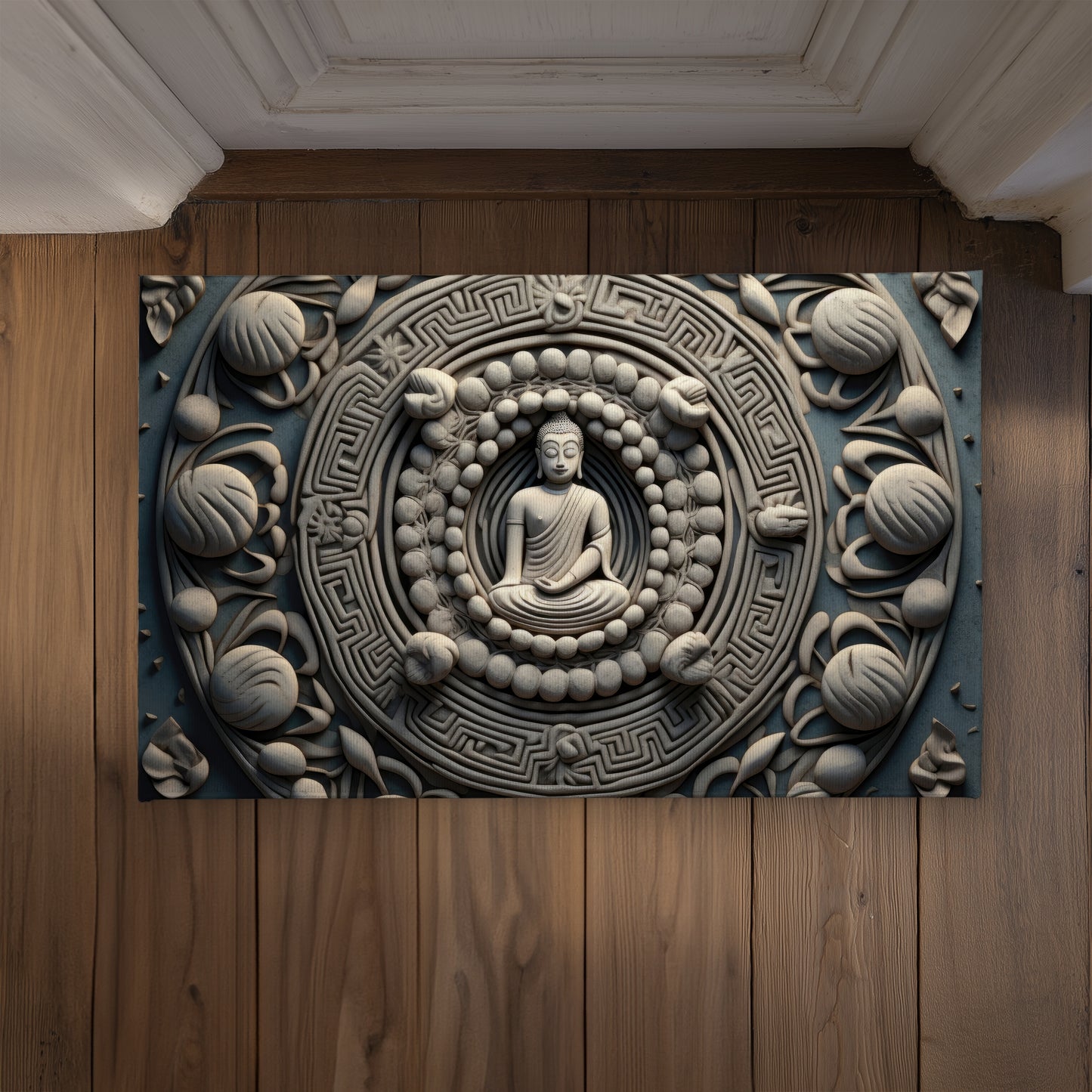 Spiritual Peace White Indoor Outdoor Door Mat | Home Decor