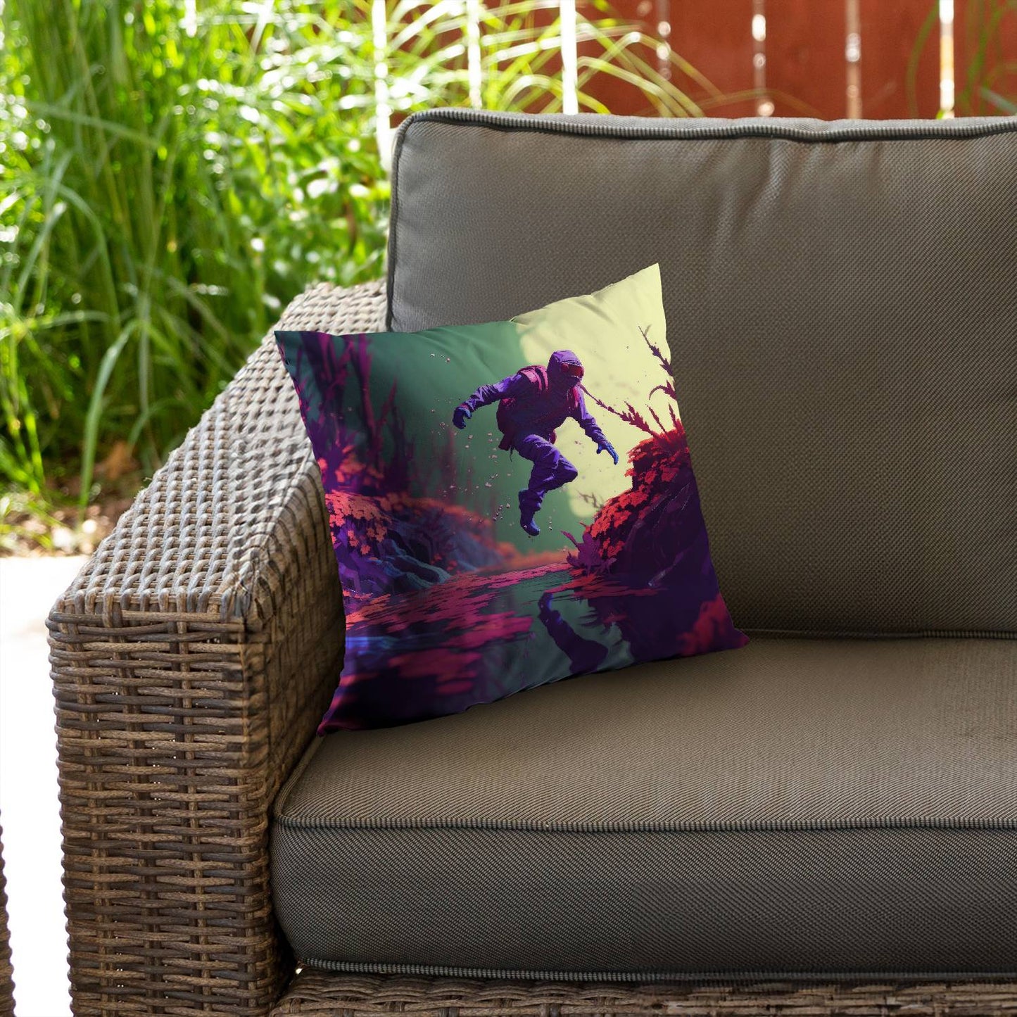 Neon leap - Throw pillow - Print on demand