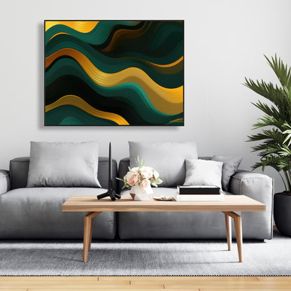 Golden Harmony - Gold Framed Canvas for Elegant Home Decor