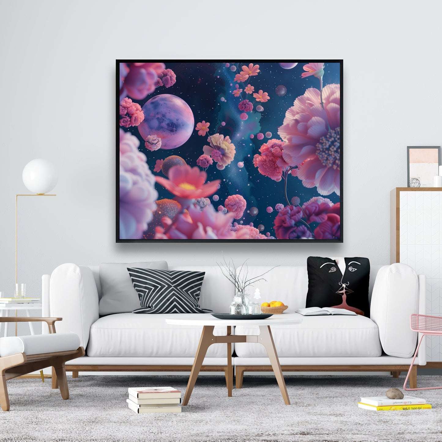 Pink void - White Framed Canvas for Elegant Home Decor