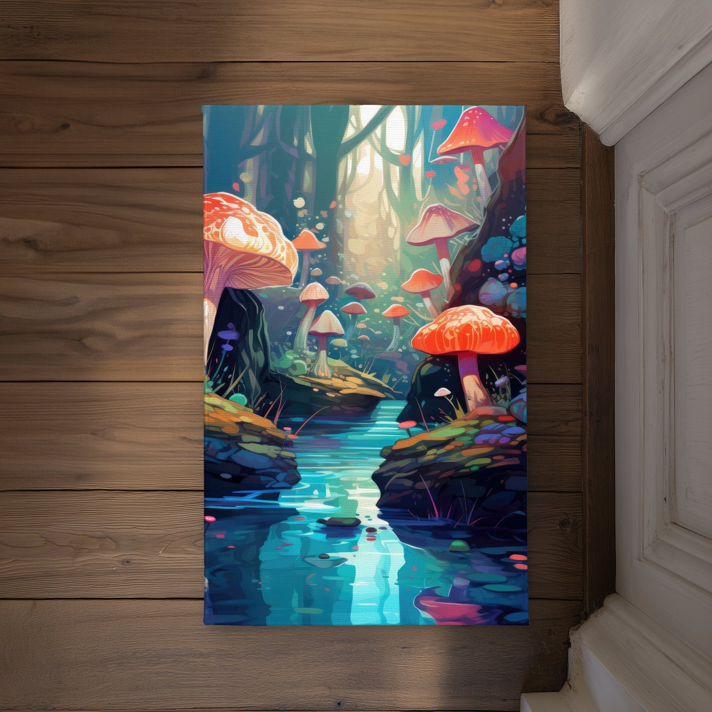 Whimsical Forest Red Indoor Outdoor Door Mat | Home Decor