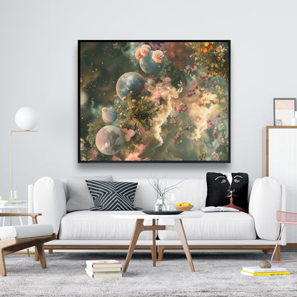 Bloom space Beige Framed Canvas - Elegant Home Decor Art