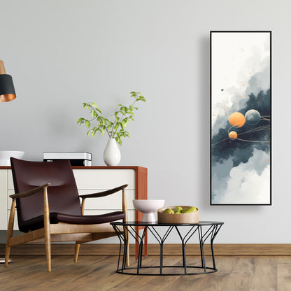 Circle of Planets - Orange Framed Canvas for Home Decor
