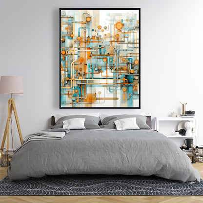 Like clockwork - Orange Framed Canvas for Home Decor