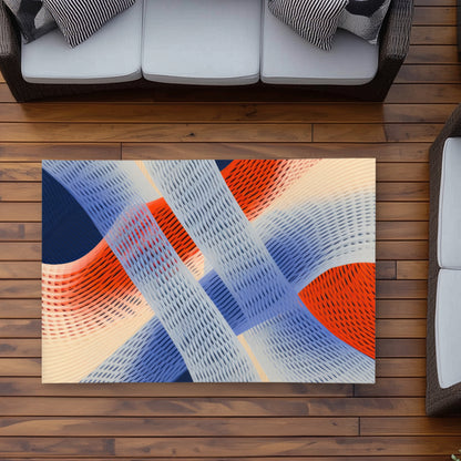 Abstract Threading Blue Outdoor Area Rug | Home Decor Accent