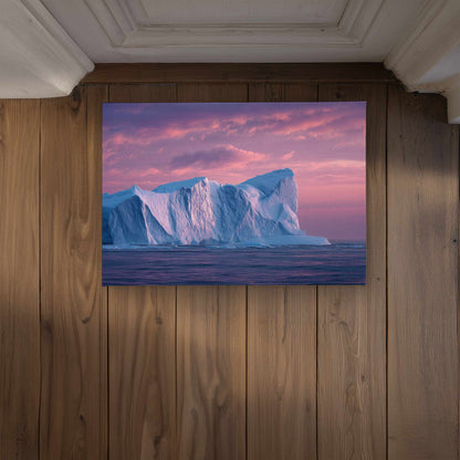 Iceberg at Dusk Pink Winter Door Mat | Indoor Outdoor Decor