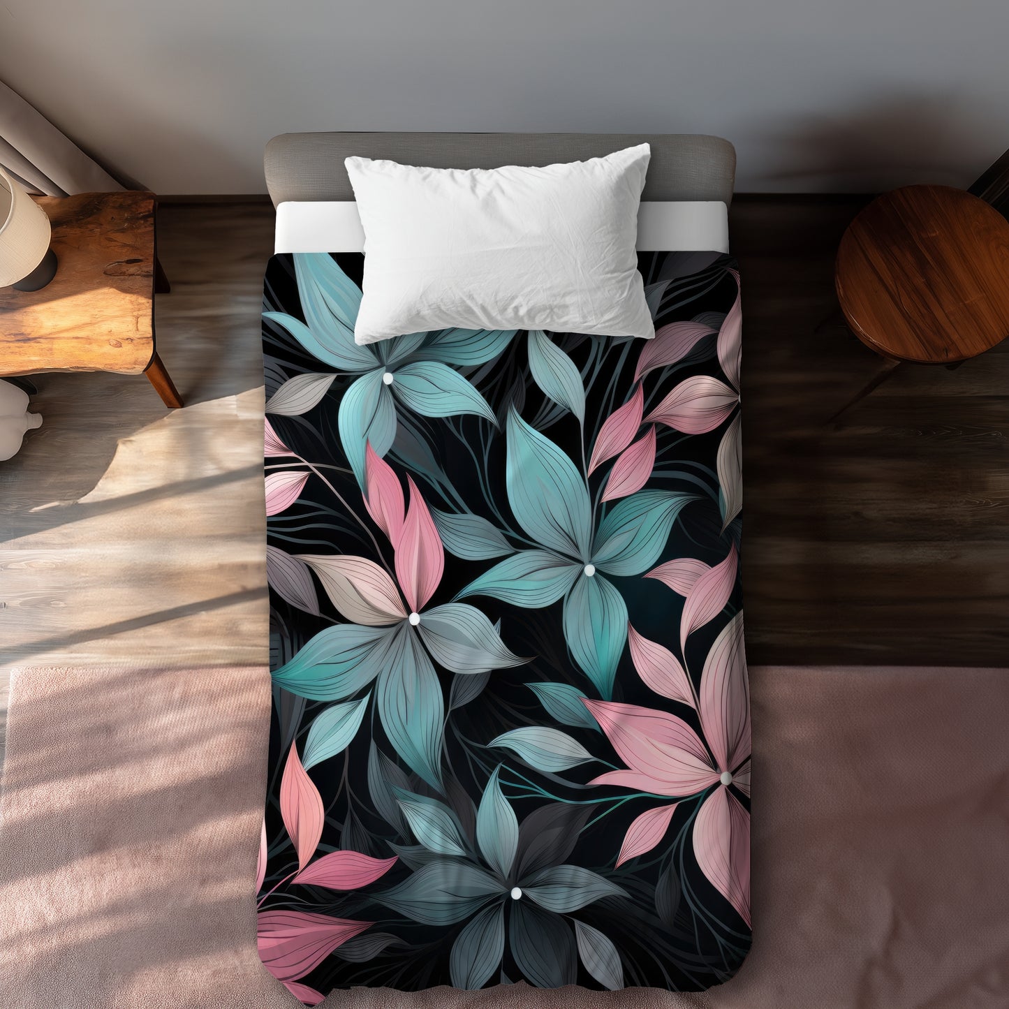 Desaturated Flowers Pink Duvet Cover | Home Decor Essentials