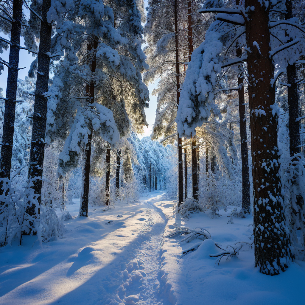 Snowy path - Throw pillow - Print on demand