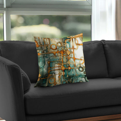 Turns and bends Turquoise Poly Twill Throw Pillow | Decor