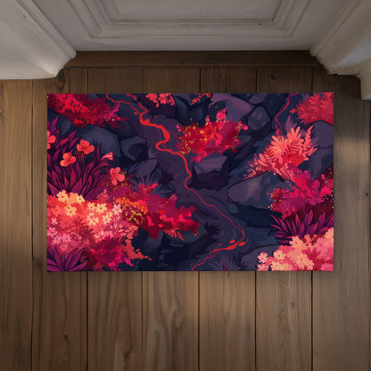 Burning Plants Black Indoor Outdoor Door Mat | Home Decor