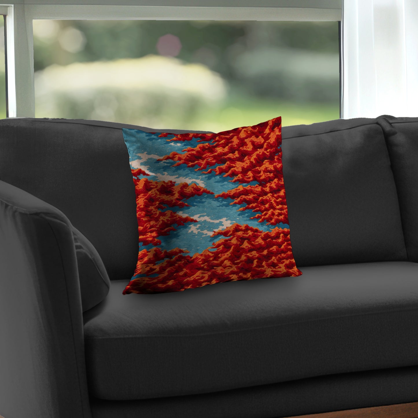 Red Mounds Poly Twill Throw Pillow - Stylish Home Decor