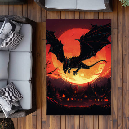 The dragon's wrath - Orange outdoor area rug for home decor