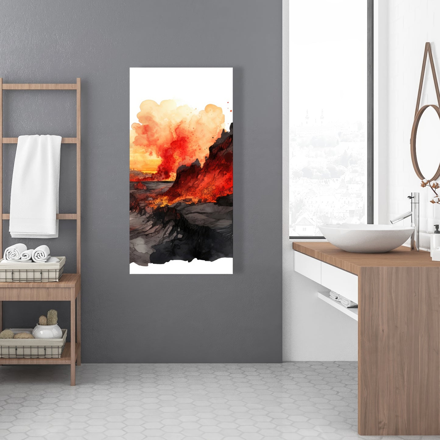 Minimalist Flow - Red Canvas Art | Modern Style