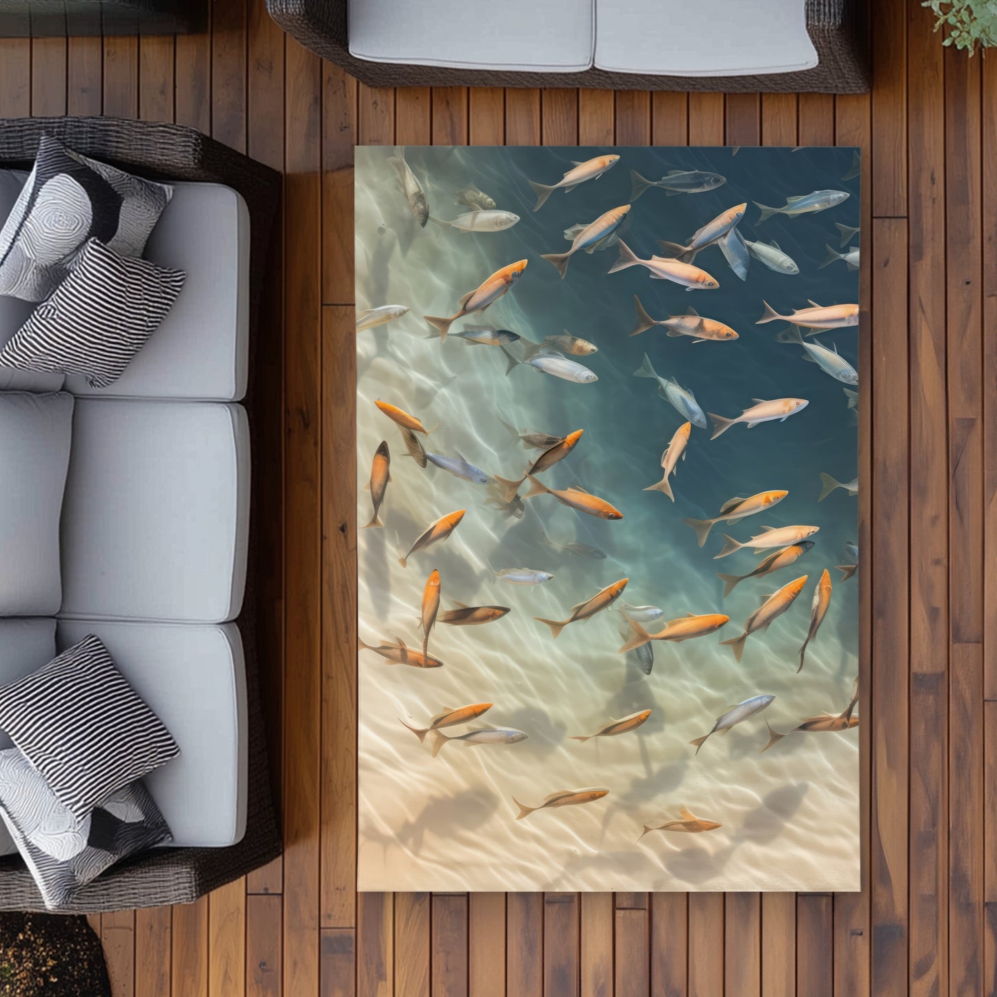 Away from the sand - Turquoise Outdoor Area Rug for Home Decor