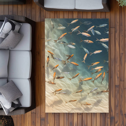 Away from the sand - Turquoise Outdoor Area Rug for Home Decor