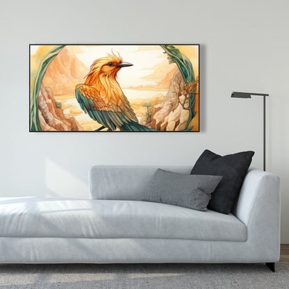 Perched bird - 36"x36" Framed canvas