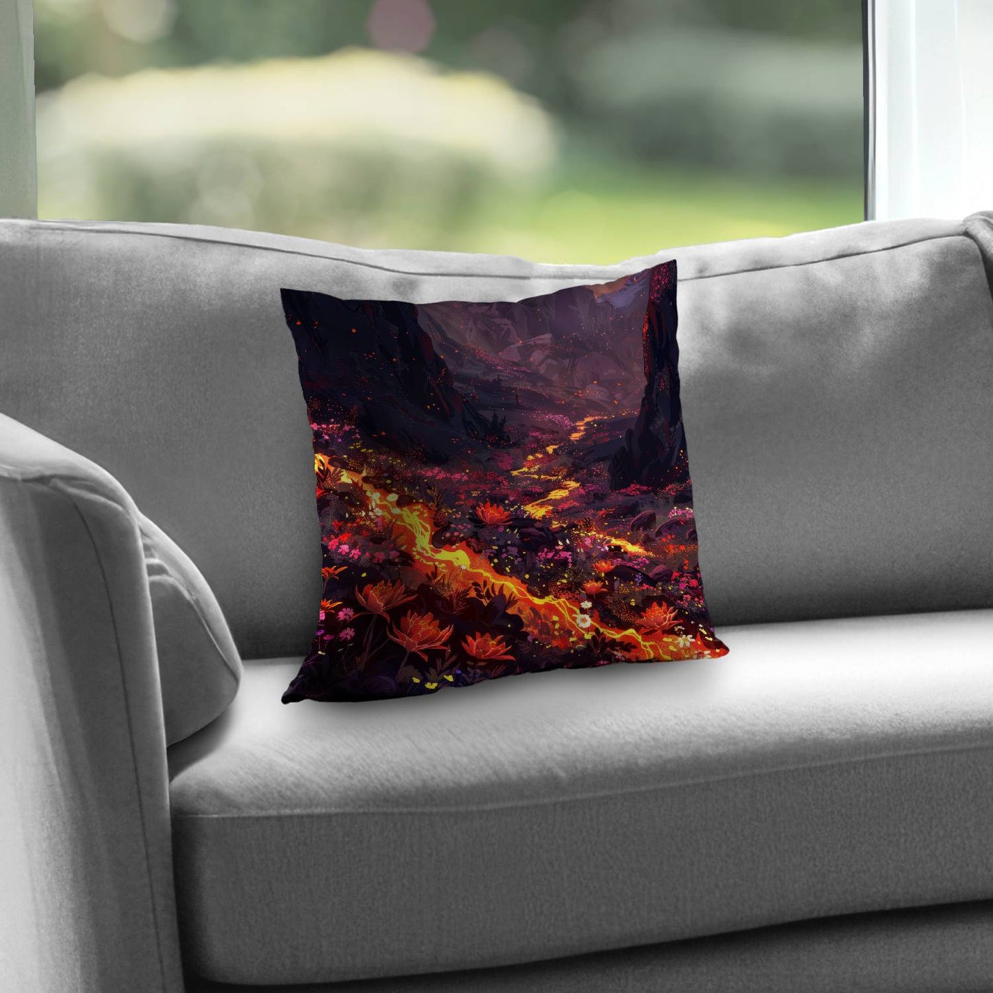 Bloom and eruption - Throw pillow - Print on demand