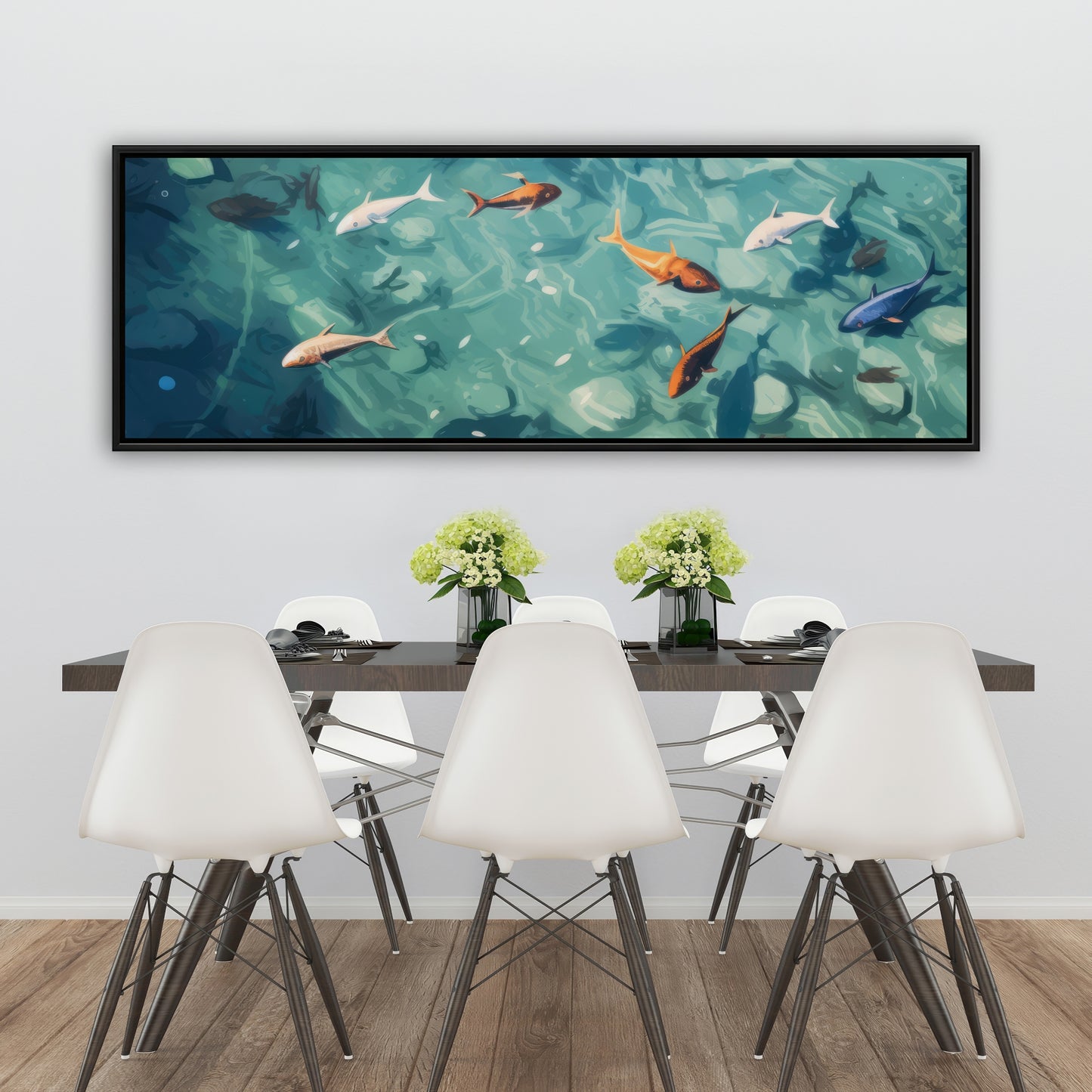 Caustic fish - 36"x36" Framed canvas