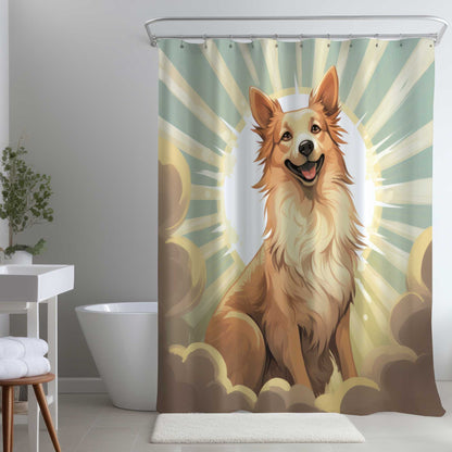 Rideau de douche « Qui est le gentil chien ? » | Décoration mignonne pour la maison avec un chien