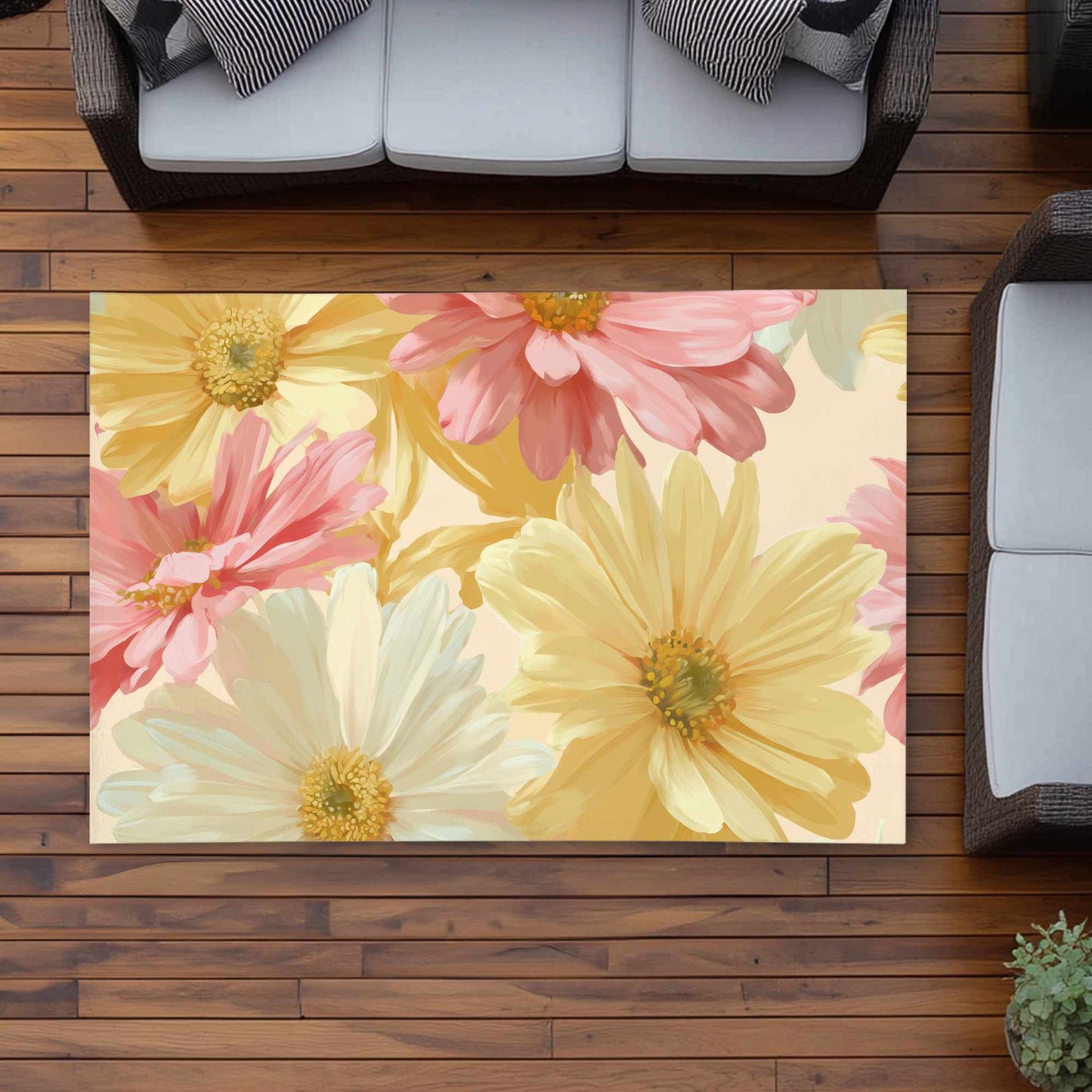Tapis d'extérieur Sunlit Daisy Dream | Accessoire de décoration intérieure