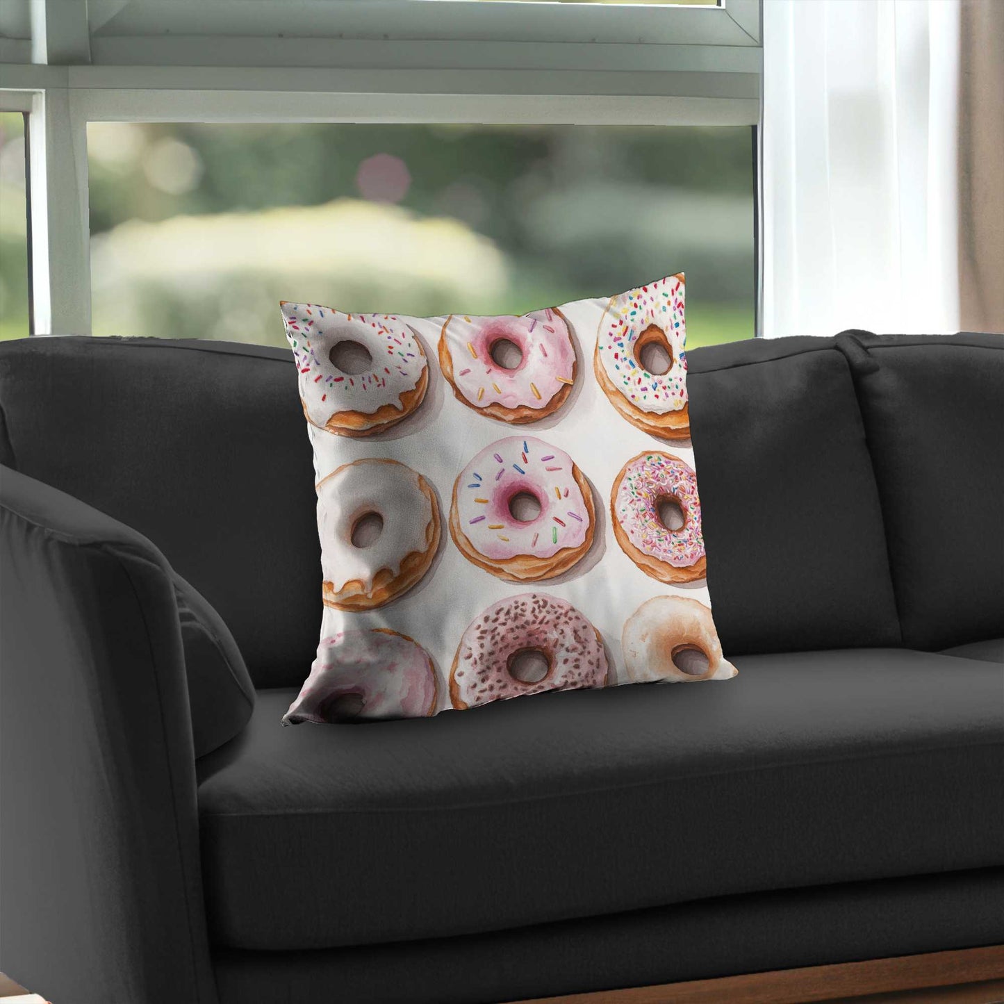 Donuts Poly Twill Throw Pillow - Cozy Home Decor Accent