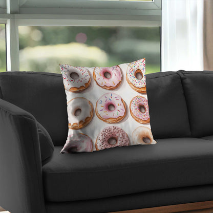 Donuts Poly Twill Throw Pillow - Cozy Home Decor Accent